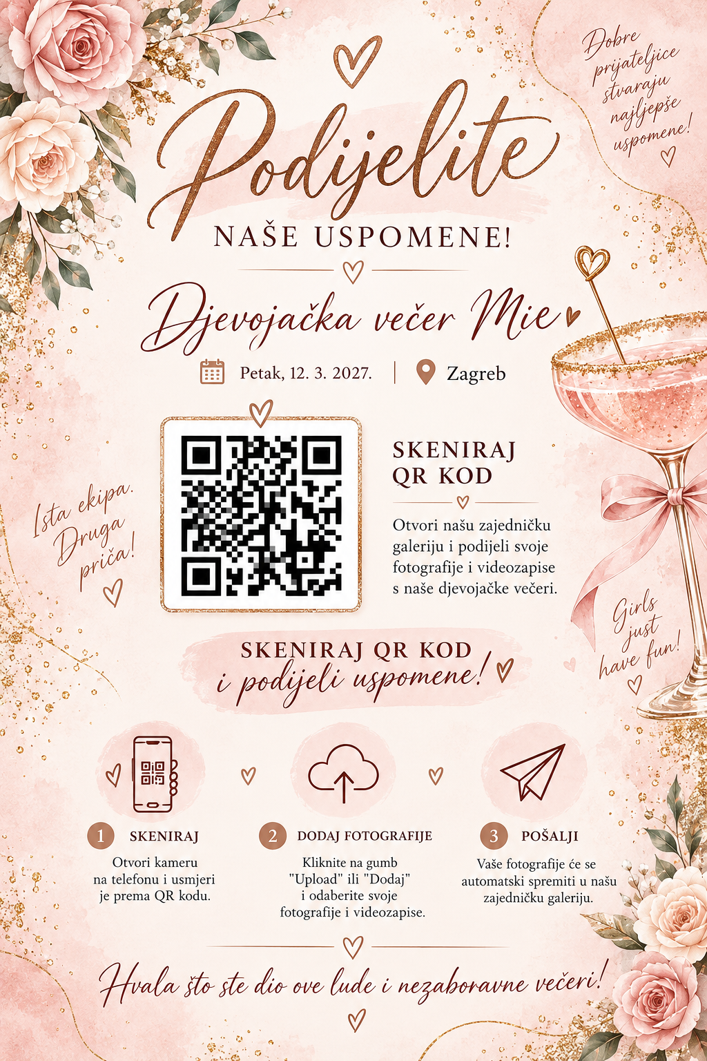 Primjer QR kartice za djevojačku večer