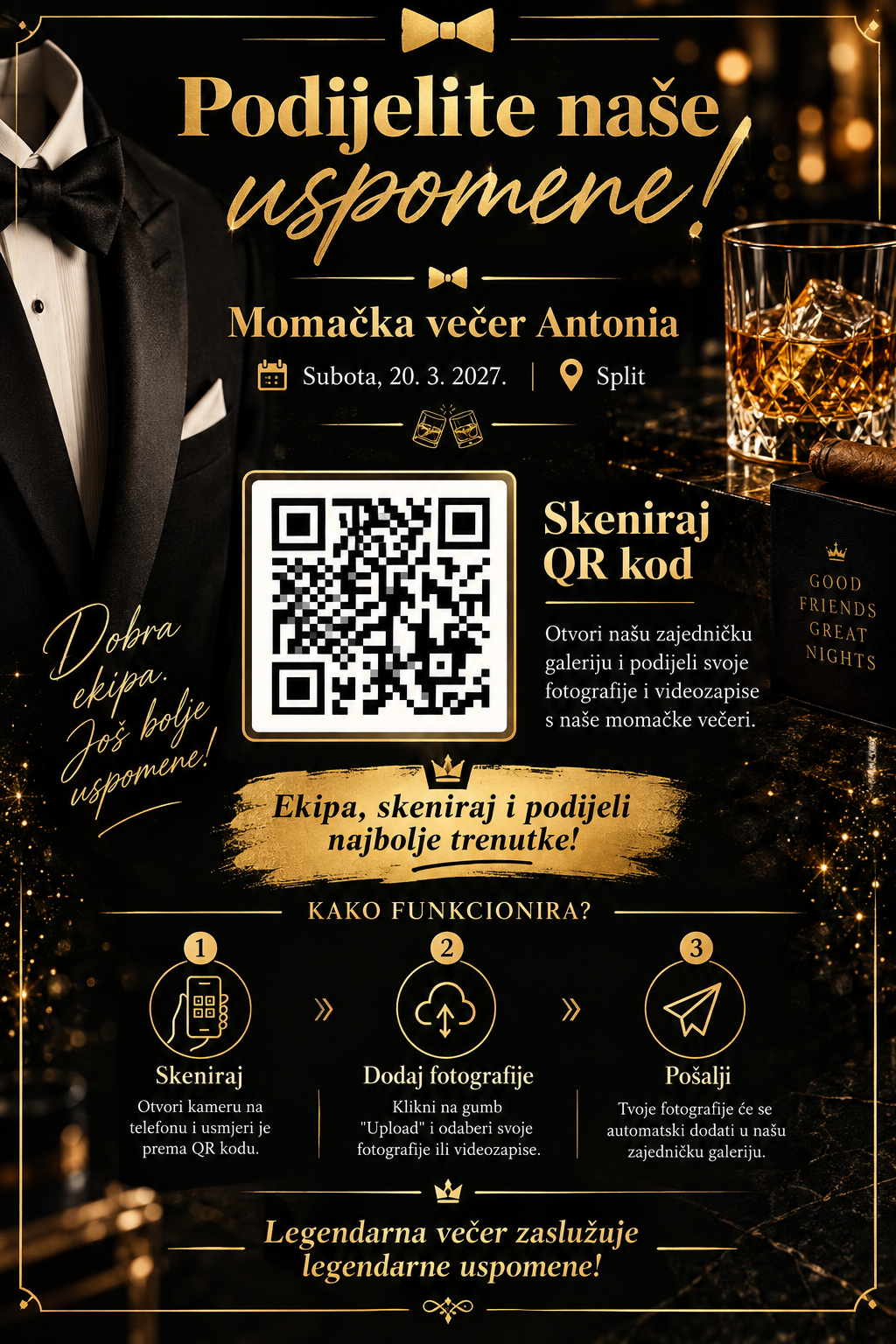 Primjer QR kartice za momačku večer